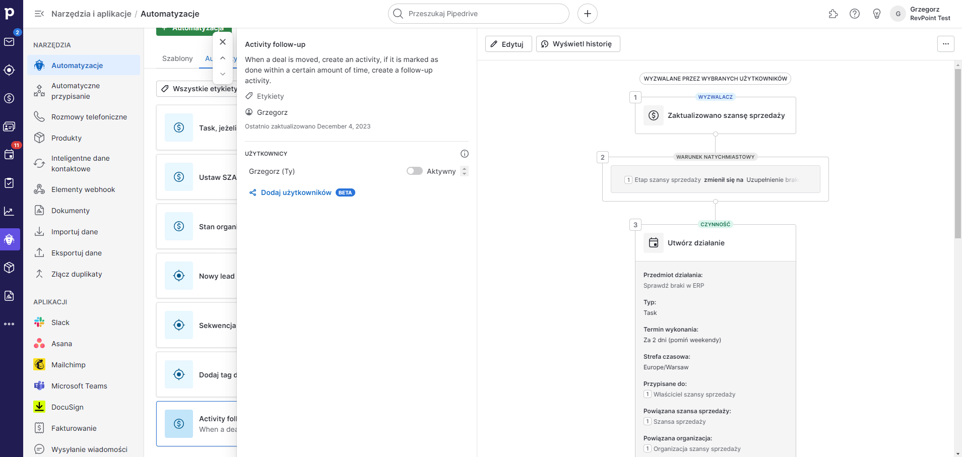 Tworzenie Automatyzacji Procesu w Pipedrive